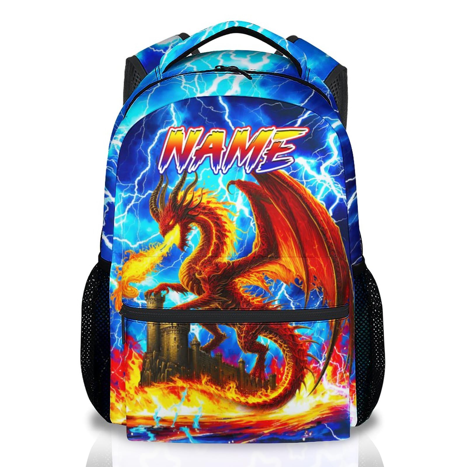 Dinosaur Backpack for Kids Personalized Boys Truck Bookbag with Name - 17 Inch Toddler School Bag with Padded Straps for Preschool Kindergarten Elementary