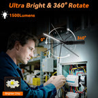 2Pack Magnetic Rechargeable LED Work Light/Flashlight for Mechanics | All Aluminum, 1500 High Lumens, Digital Display, 7 Modes, 360° Rotation, for Car Repairing, Emergency, Gifts for Father