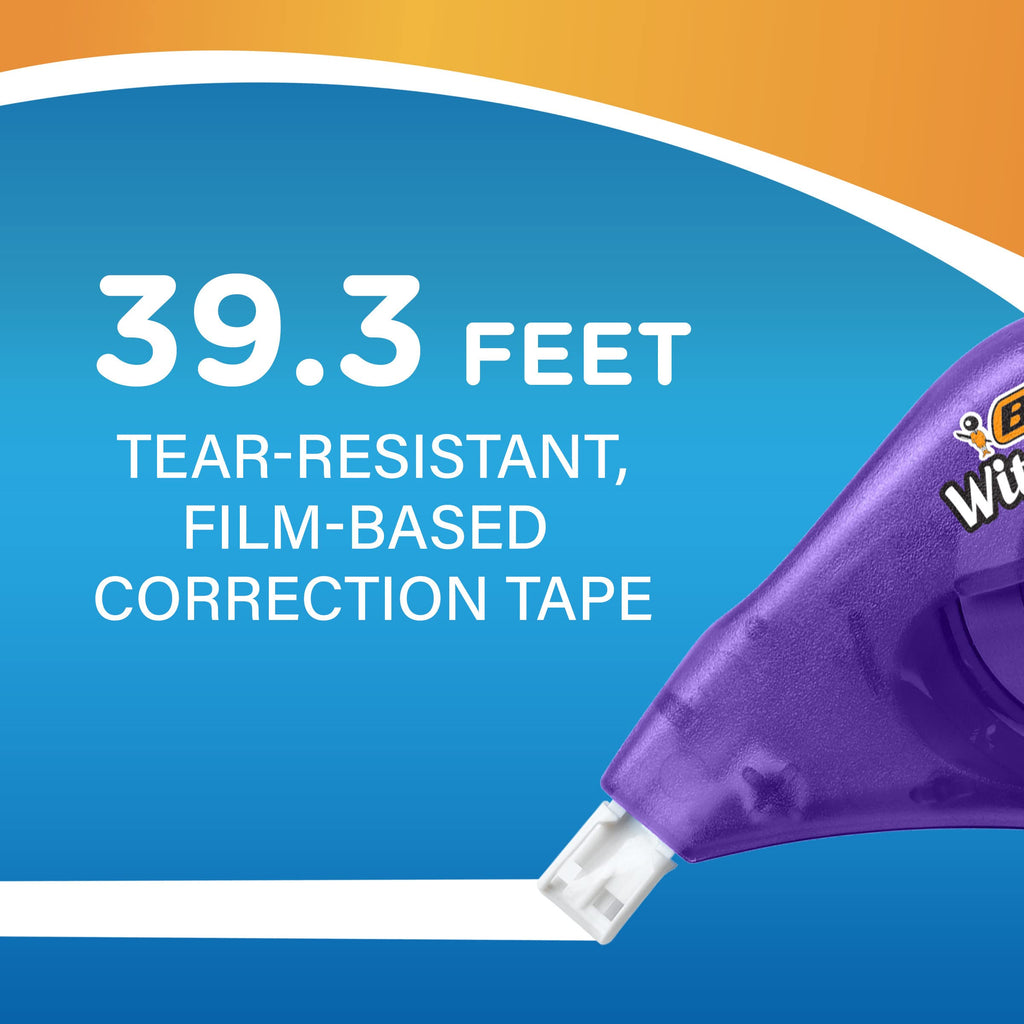 BIC Wite-Out EZ Correct Correction Tape, School Supplies for Students and Teachers, Applies Dry, No Dry Time, Tear Resistant, 4-Count Pack in White