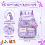 Lovely Girls Backpack School Bag for Students Kids Book Bag with Multiple Pockets Splash-proof Children's Backpack（17inch Pink）