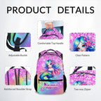 Unicorn Backpack for Girls Custom School Bookbag with Name - Personalized Toddler Schoolbag with Rainbow for Preschool Kindergarten Elementary (17 Inch)