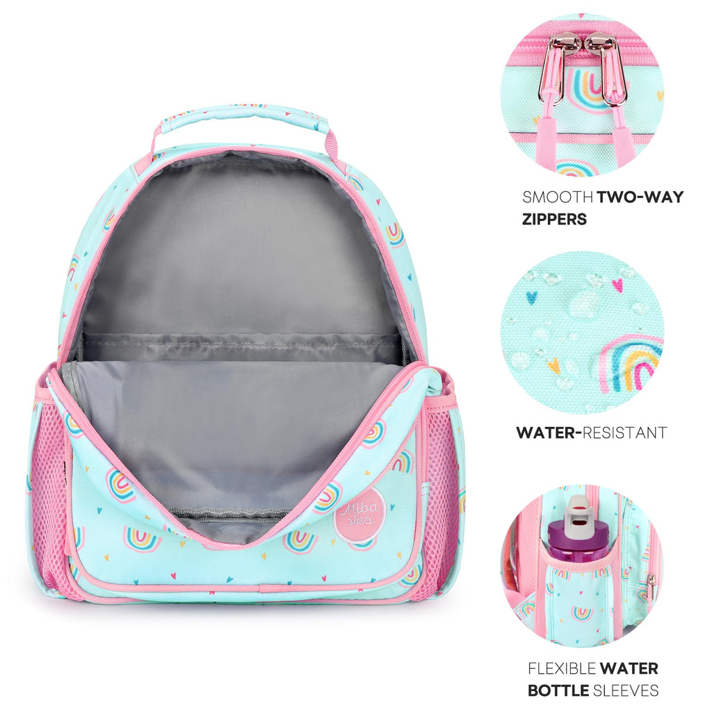 mibasies Kids Backpack for Girls: Girls Backpack 5-8 - Kindergarten Elementary School Bookbag for Girl - Flower Pink