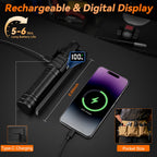 2Pack Magnetic Rechargeable LED Work Light/Flashlight for Mechanics | All Aluminum, 1500 High Lumens, Digital Display, 7 Modes, 360° Rotation, for Car Repairing, Emergency, Gifts for Father