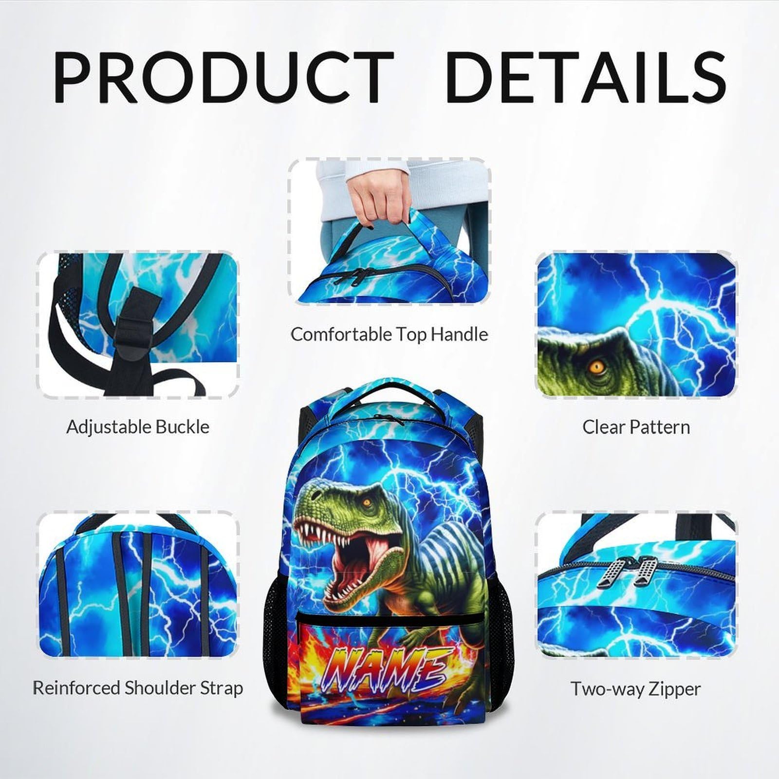 Dinosaur Backpack for Kids Personalized Boys Truck Bookbag with Name - 17 Inch Toddler School Bag with Padded Straps for Preschool Kindergarten Elementary