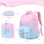 DIGOBAY Backpack for Girls, 3PCS Girls Backpack for School with Lunch Bag Pencil Case, Cute Kids Teens Bookbag for Kindergarten Elementary Preschool Middle School (Pink)