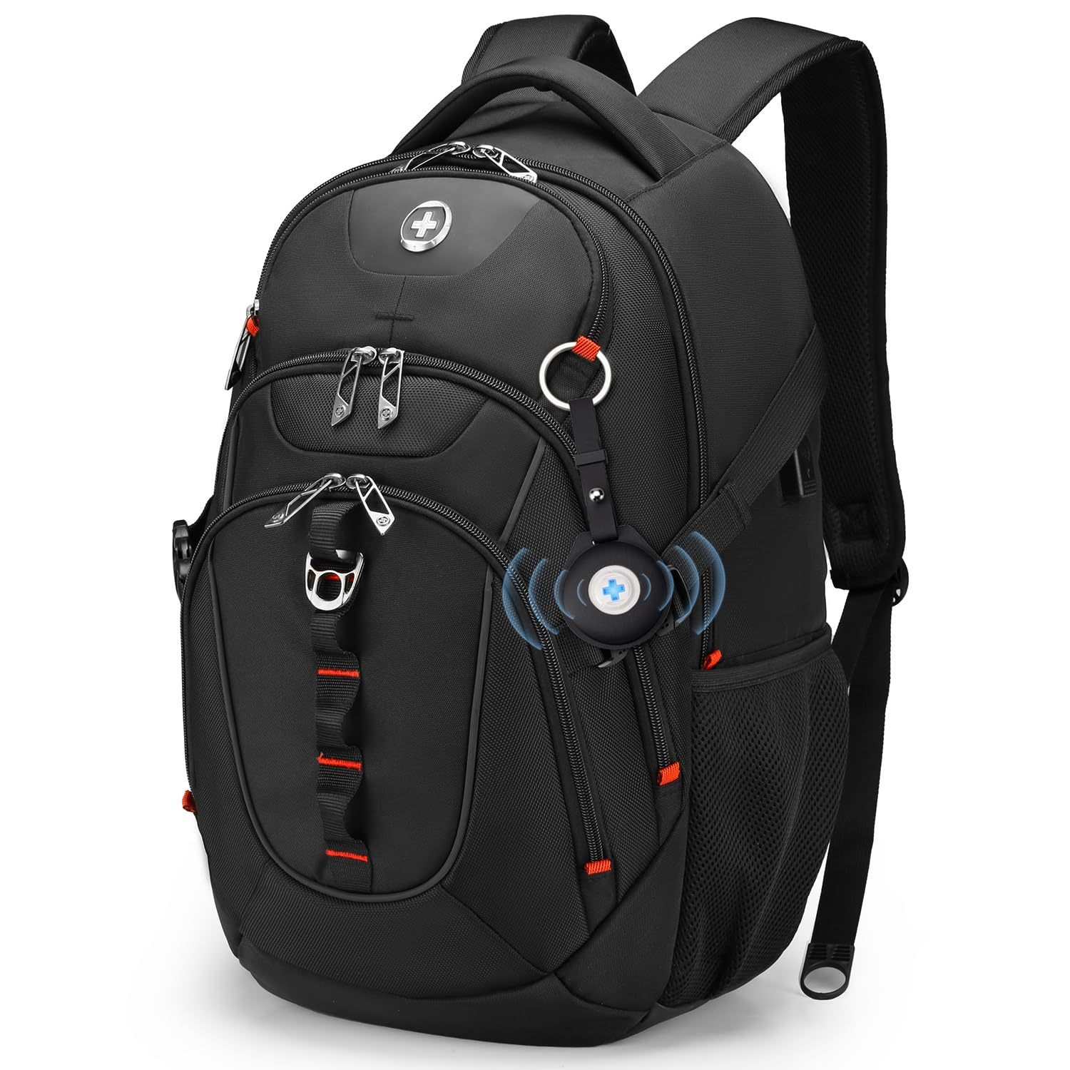 Swissdigital Design Laptop Backpack with USB Charging Port, Travel Backpack Fits 15.6 inches Computer, 31L College School Backpack for Men, Black | SD803-01