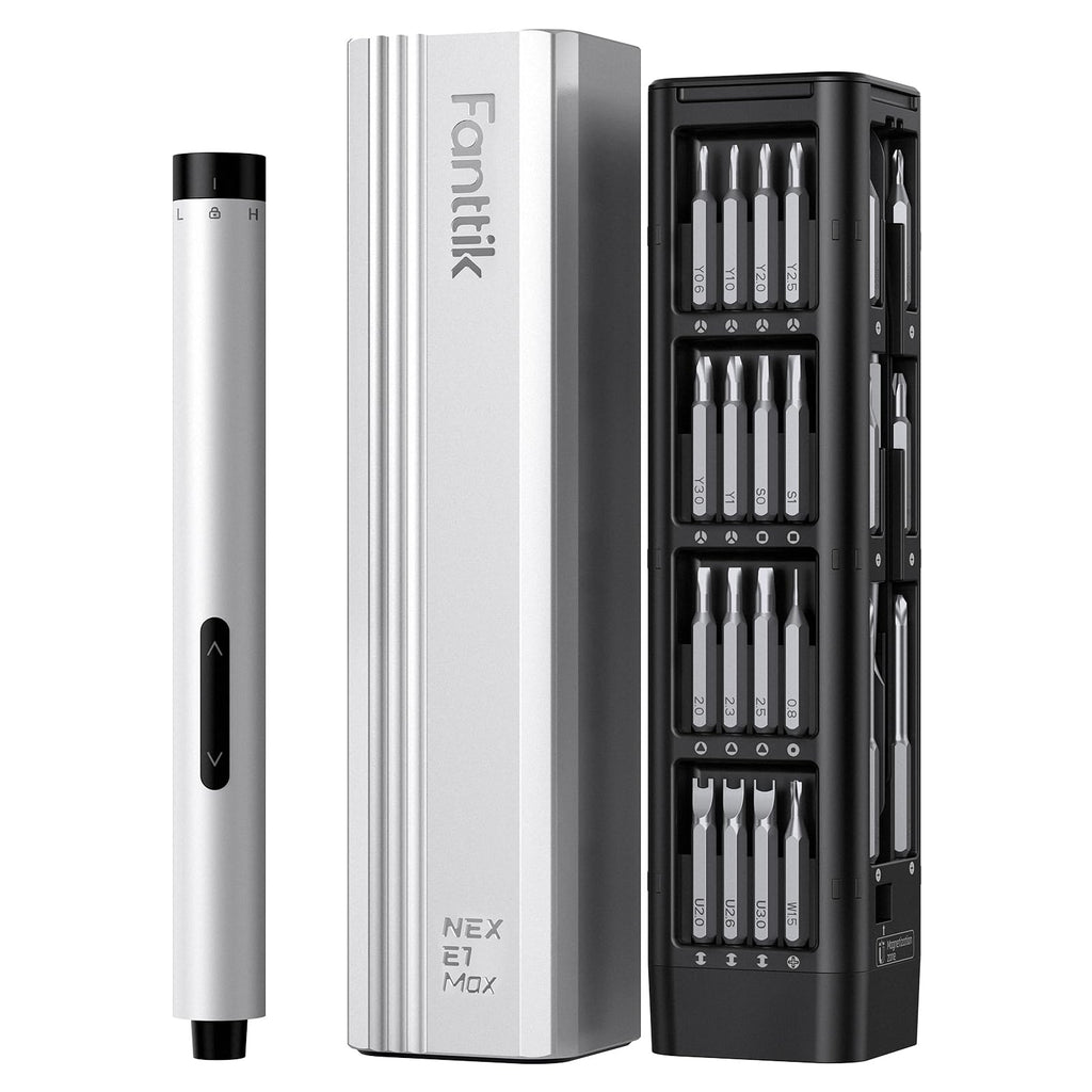 Fanttik E1 Max Electric Screwdriver, Mini Screwdriver Set, 50 Magnetic Bits, Pop-up Magnetic Storage, 0.2N.m, 5/32‘’ Precision Repair Tool Kit for Electronics Phone Camera Laptop Watch (Grey)
