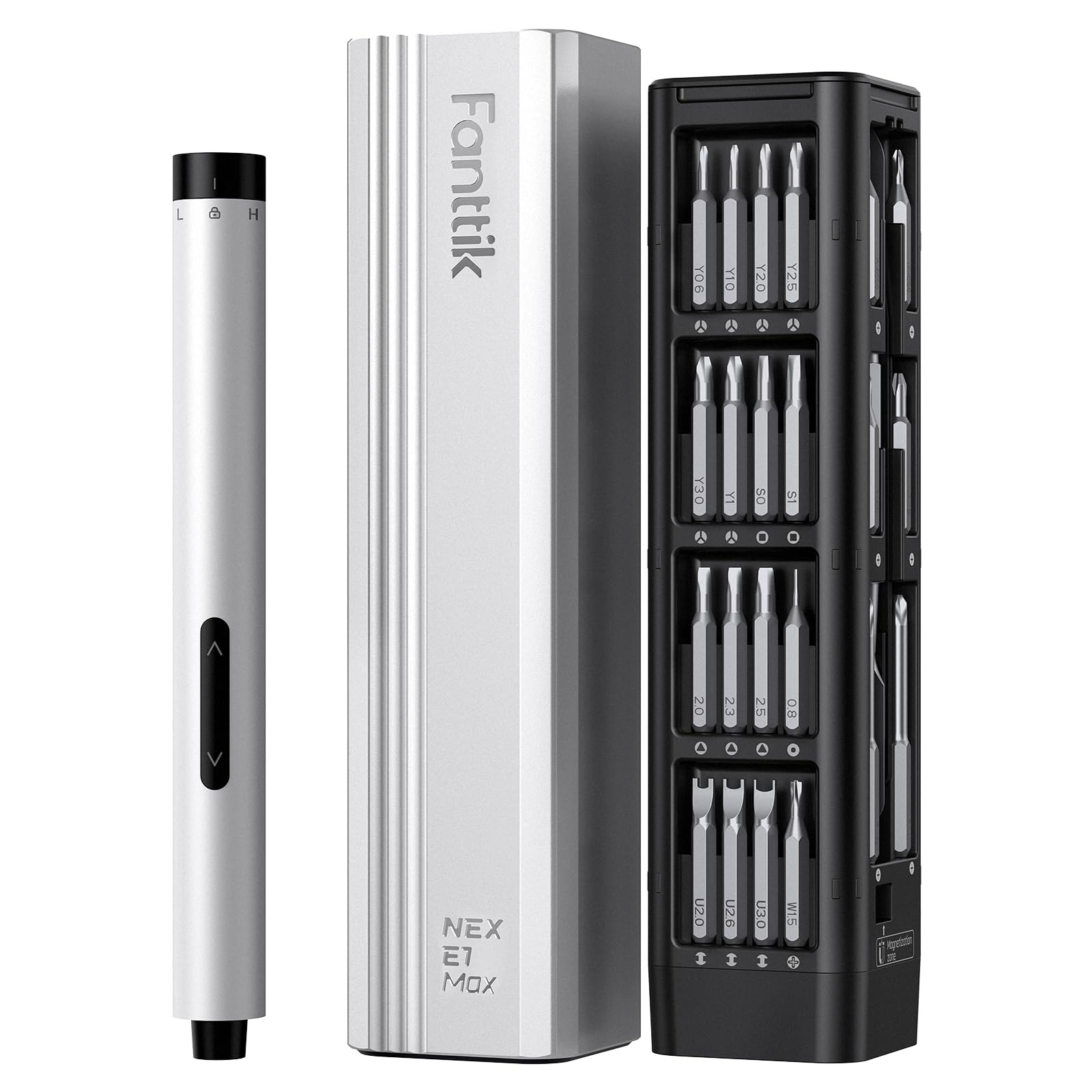 Fanttik E1 Max Electric Screwdriver, Mini Screwdriver Set, 50 Magnetic Bits, Pop-up Magnetic Storage, 0.2N.m, 5/32‘’ Precision Repair Tool Kit for Electronics Phone Camera Laptop Watch (Grey)