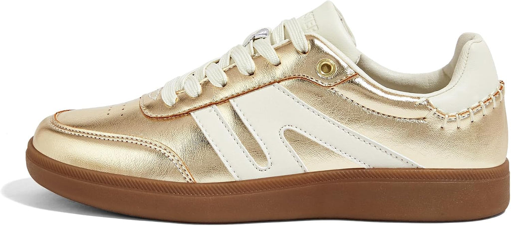LUCKY STEP Women Classic Retro Gum Sole Fashion Sneakers Casual Tennis Skate Shoe Genuine Leather Walking Footwear Anti Slip Trainers