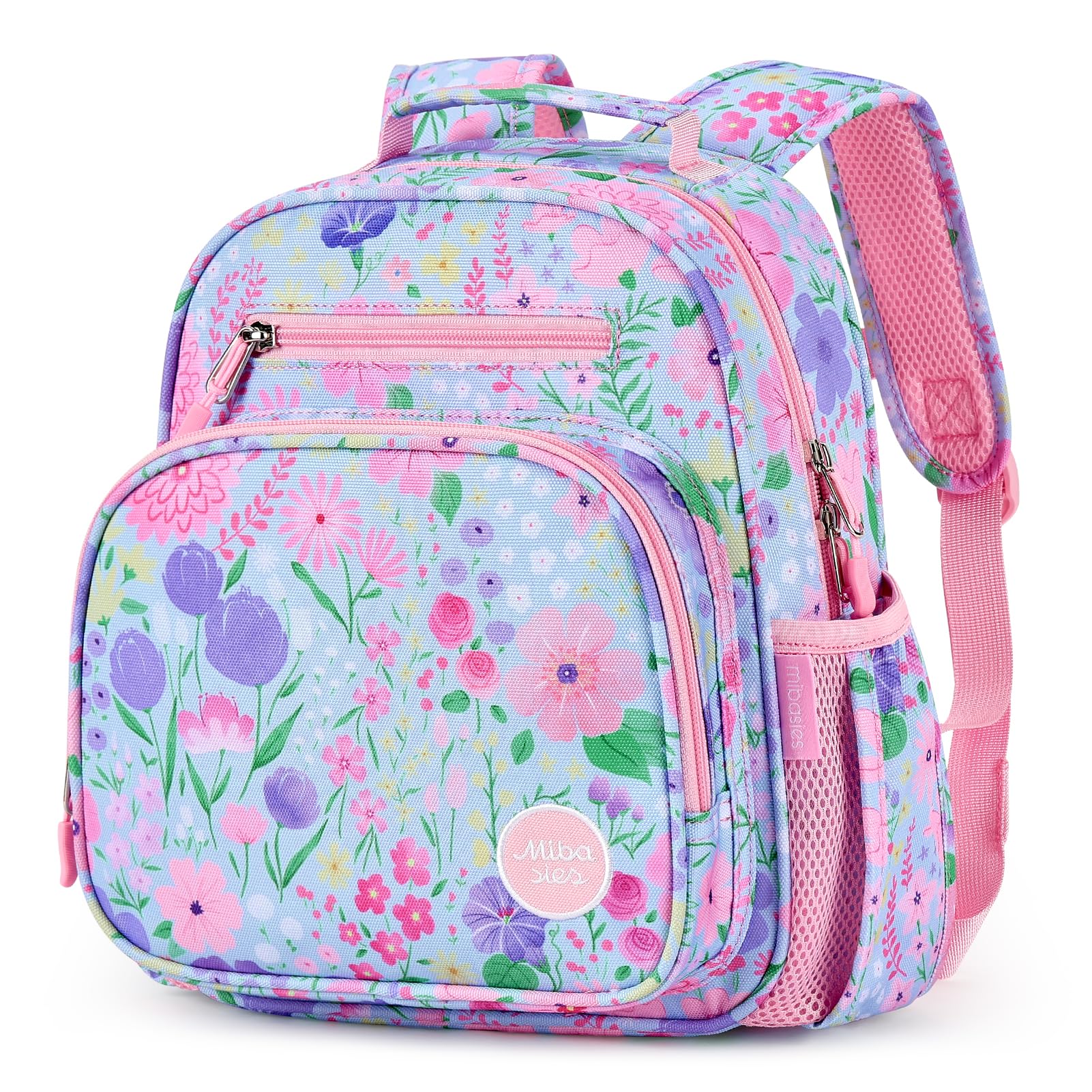 mibasies Kids Backpack for Girls: Girls Backpack 5-8 - Kindergarten Elementary School Bookbag for Girl - Flower Pink