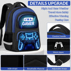 School Backpack for Boys - Gamer Boys Backpack for Kids Children Teens Elementary Middle School - 17″ Video Game Bookbag Travel Back Pack for Age 6-18