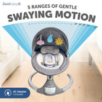 Jool Baby Nova Baby Swing for Infants – Bluetooth Music, Remote (Gray) | Keep Baby Happy While Getting Things Done – Gentle Side-to-Side Motion Helps Baby Feel Content