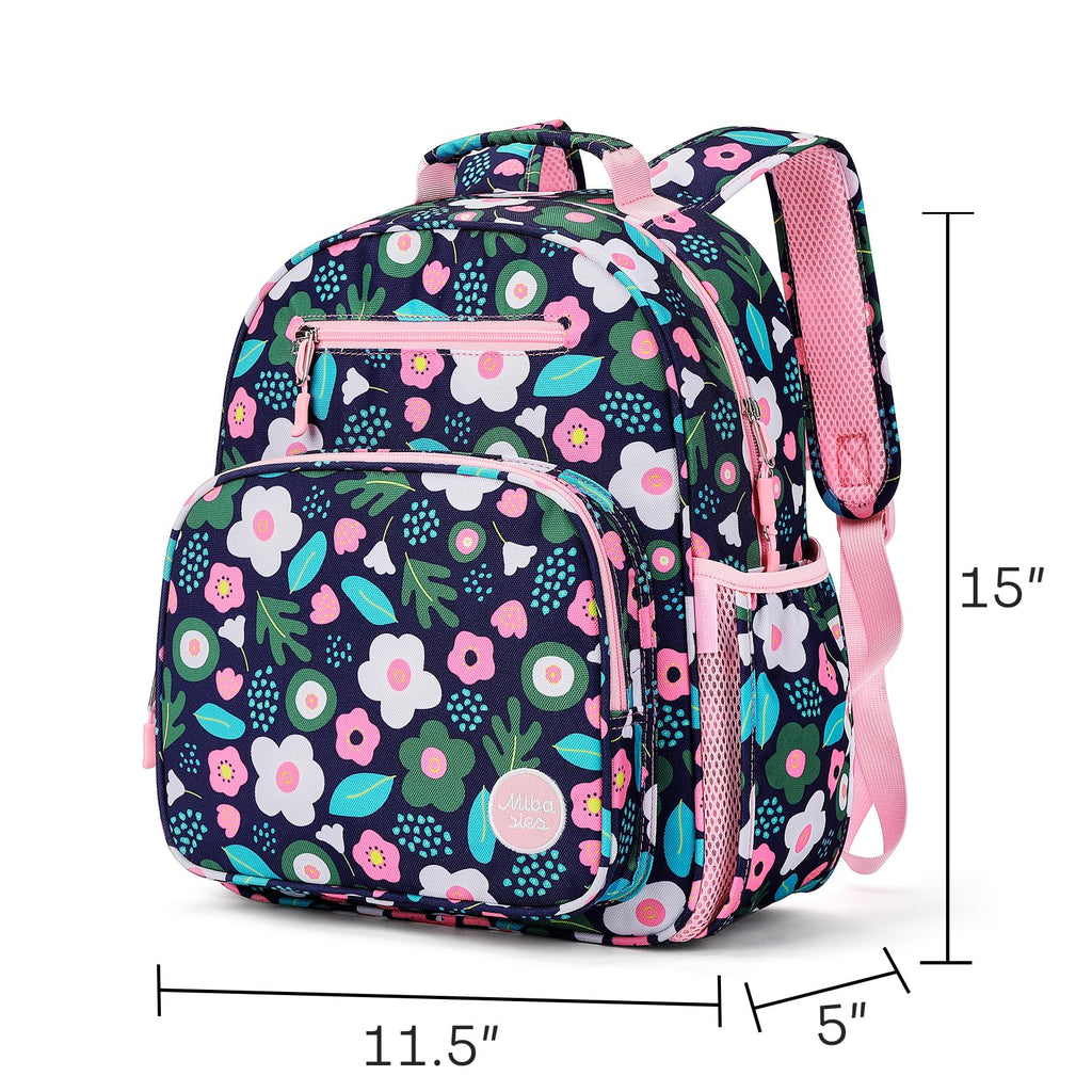 mibasies Kids Backpack for Girls: Girls Backpack 5-8 - Kindergarten Elementary School Bookbag for Girl - Flower Pink