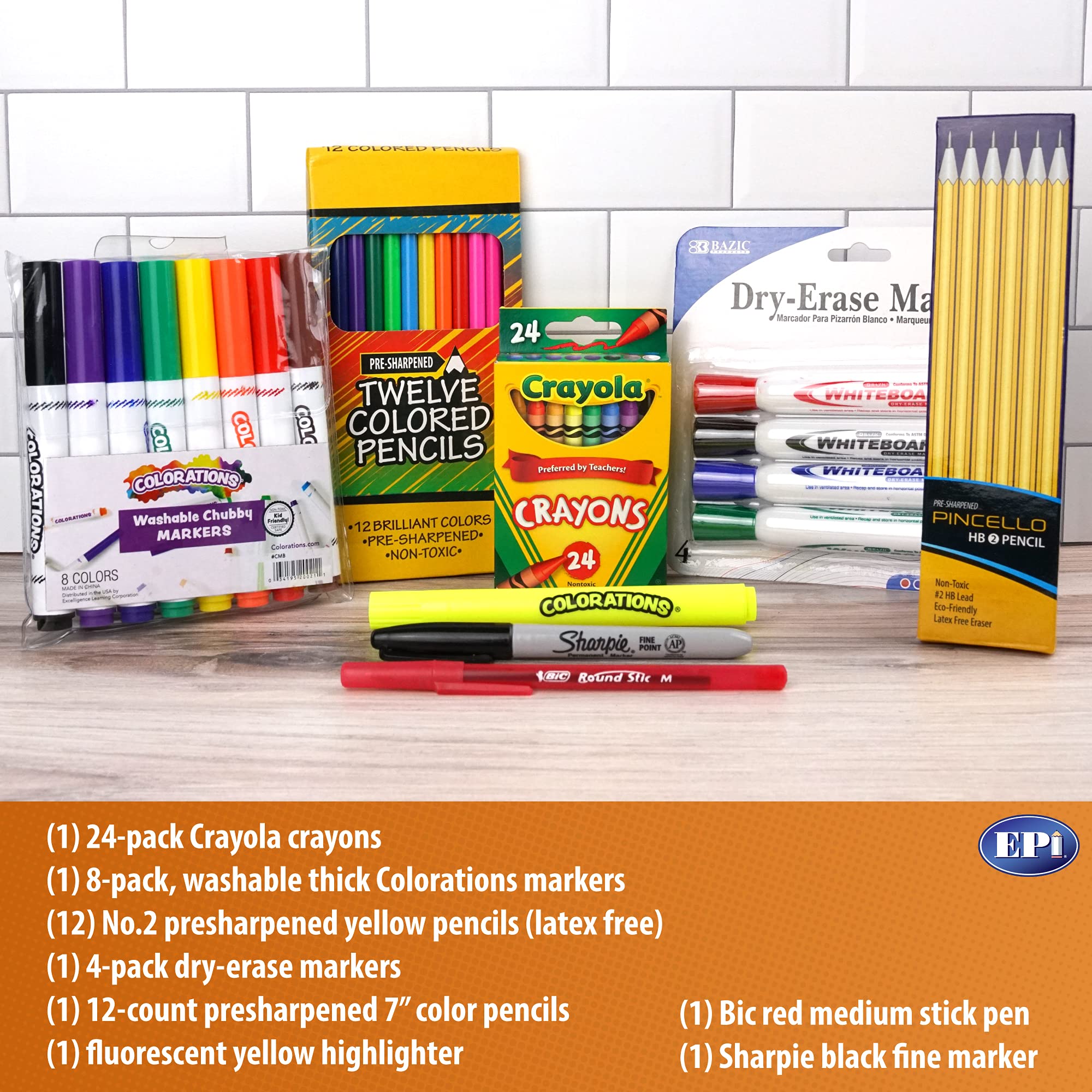 EPI Essentials Back to School Supplies for Kids 6th-12th Grade – 51 Items in Kit – Middle to High School Supply Packs – College-Ruled Bundle with Composition Notebooks – Suitable for Homeschooling