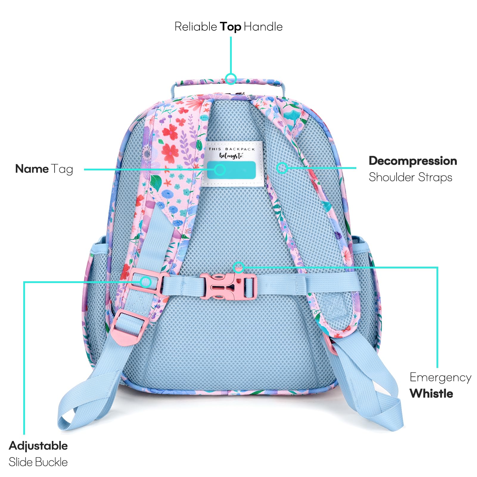 mibasies Kids Backpack for Girls: Girls Backpack 5-8 - Kindergarten Elementary School Bookbag for Girl - Flower Pink