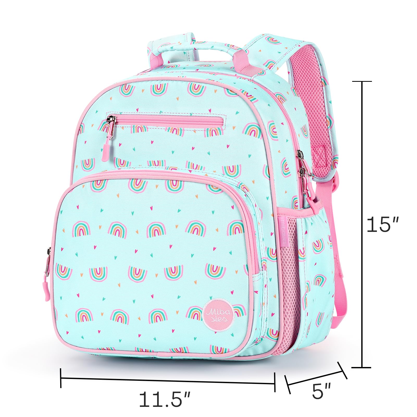 mibasies Kids Backpack for Girls: Girls Backpack 5-8 - Kindergarten Elementary School Bookbag for Girl - Flower Pink