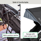 Ingenuity 3D Mini Convenience Stroller – Lightweight Stroller with Compact Fold, Multi-Position Recline, Canopy with Pop Out Sun Visor and More – Umbrella Stroller for Travel, Pink
