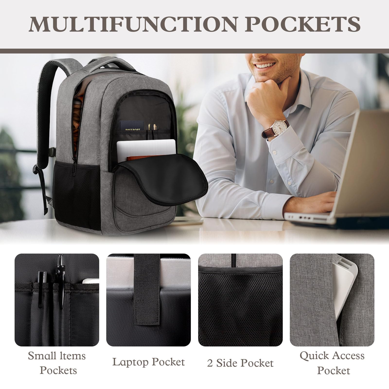 Travel Laptop Backpack 17 Inch, Sturdy Professional Travel Backpack for Men Women with LifetimeWarranty, Airline Approved Big Large Business Work College Computer Backpack, Black