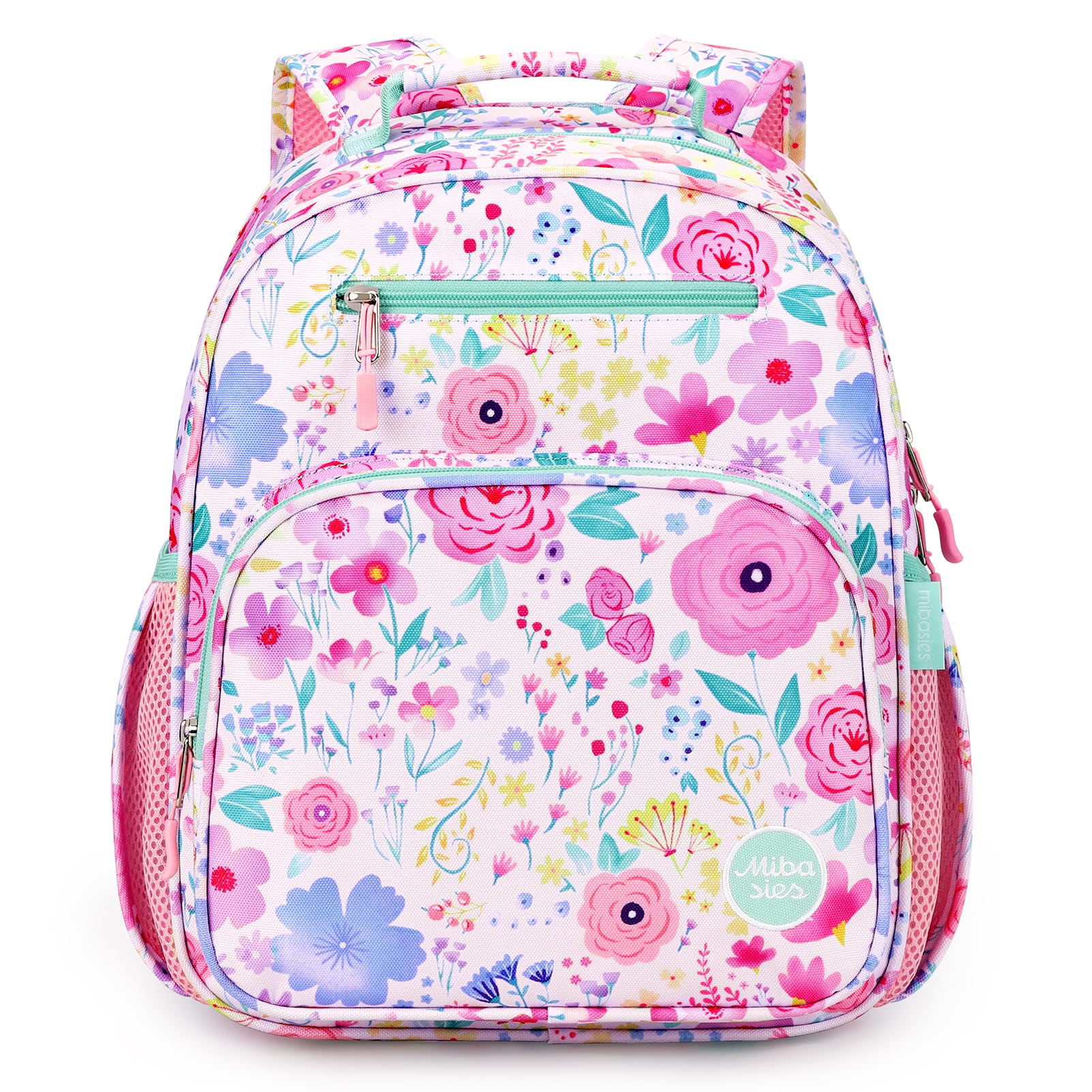 mibasies Kids Backpack for Girls: Girls Backpack 5-8 - Kindergarten Elementary School Bookbag for Girl - Flower Pink
