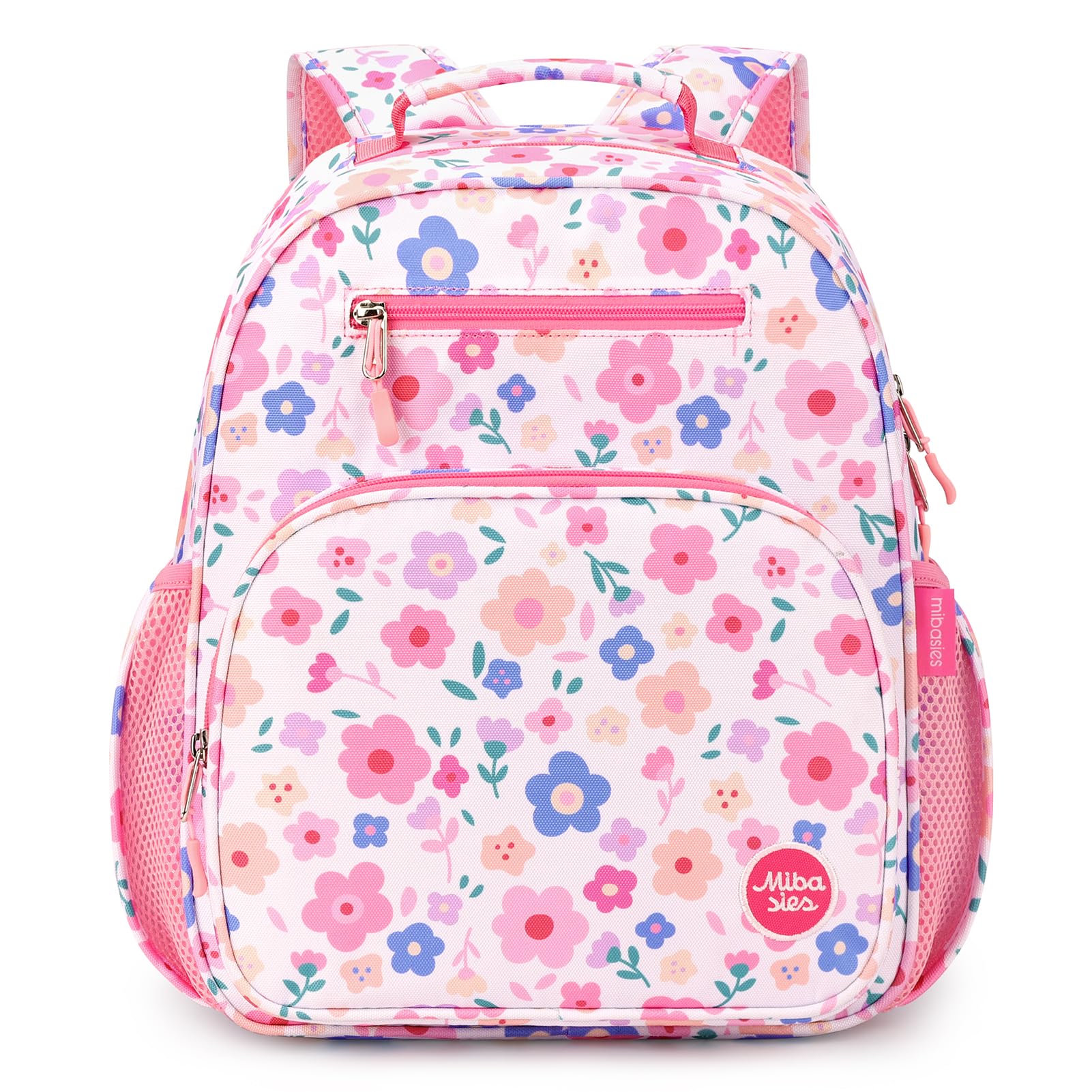 mibasies Kids Backpack for Girls: Girls Backpack 5-8 - Kindergarten Elementary School Bookbag for Girl - Flower Pink