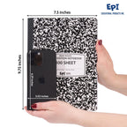 4 Pack - EPI Marble Hardcover Wide Ruled Composition Notebook | 200 Pages (100 Sheets), 9.75 x 7.5 in, Sturdy Sewn Binding | School, Office, Journaling, Notes