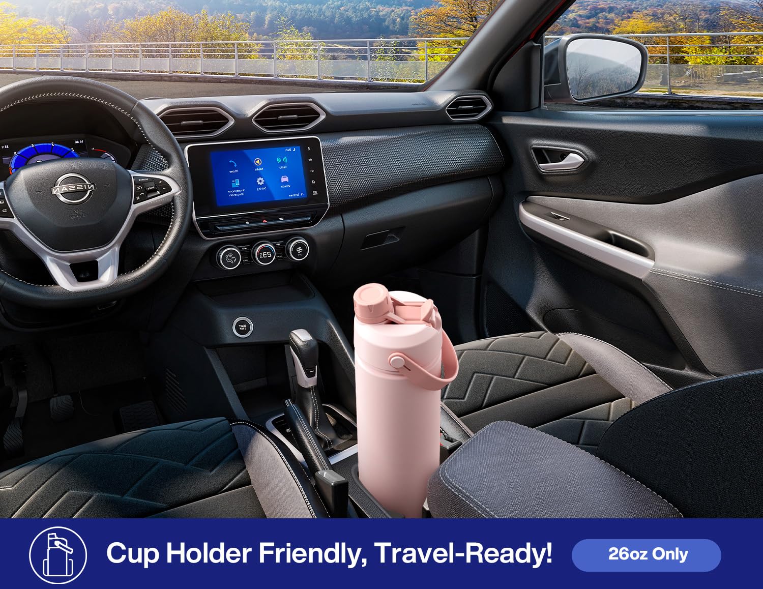 POWCAN 26 oz Insulated Water Bottle with 2-in-1 Straw and Spout Lid, Keep Cold 24H, Leak-Proof, Fits in Car Cup Holder, Stainless Steel Water Bottle for Sports, Travel, and School (Cotton Candy)