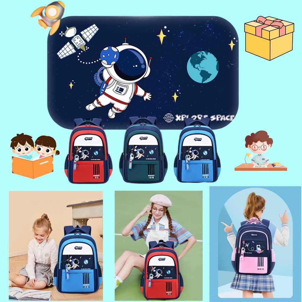 ZHANAO Boys Backpack Astronaut Sports Kids Backpack Space Schoolbag for Girls&Boys Elementary Student Bookbag
