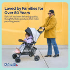 Kolcraft Cloud Plus Lightweight Umbrella Stroller for Toddlers with Reclining Seat, Large Storage Basket, Canopy, Infant & Parent Trays, Compact Fold for Summer Travel, Durable Frame, Slate Gray