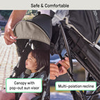 Ingenuity 3D Mini Convenience Stroller – Lightweight Stroller with Compact Fold, Multi-Position Recline, Canopy with Pop Out Sun Visor and More – Umbrella Stroller for Travel, Pink