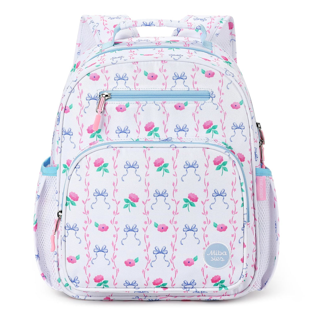 mibasies Kids Backpack for Girls: Girls Backpack 5-8 - Kindergarten Elementary School Bookbag for Girl - Flower Pink