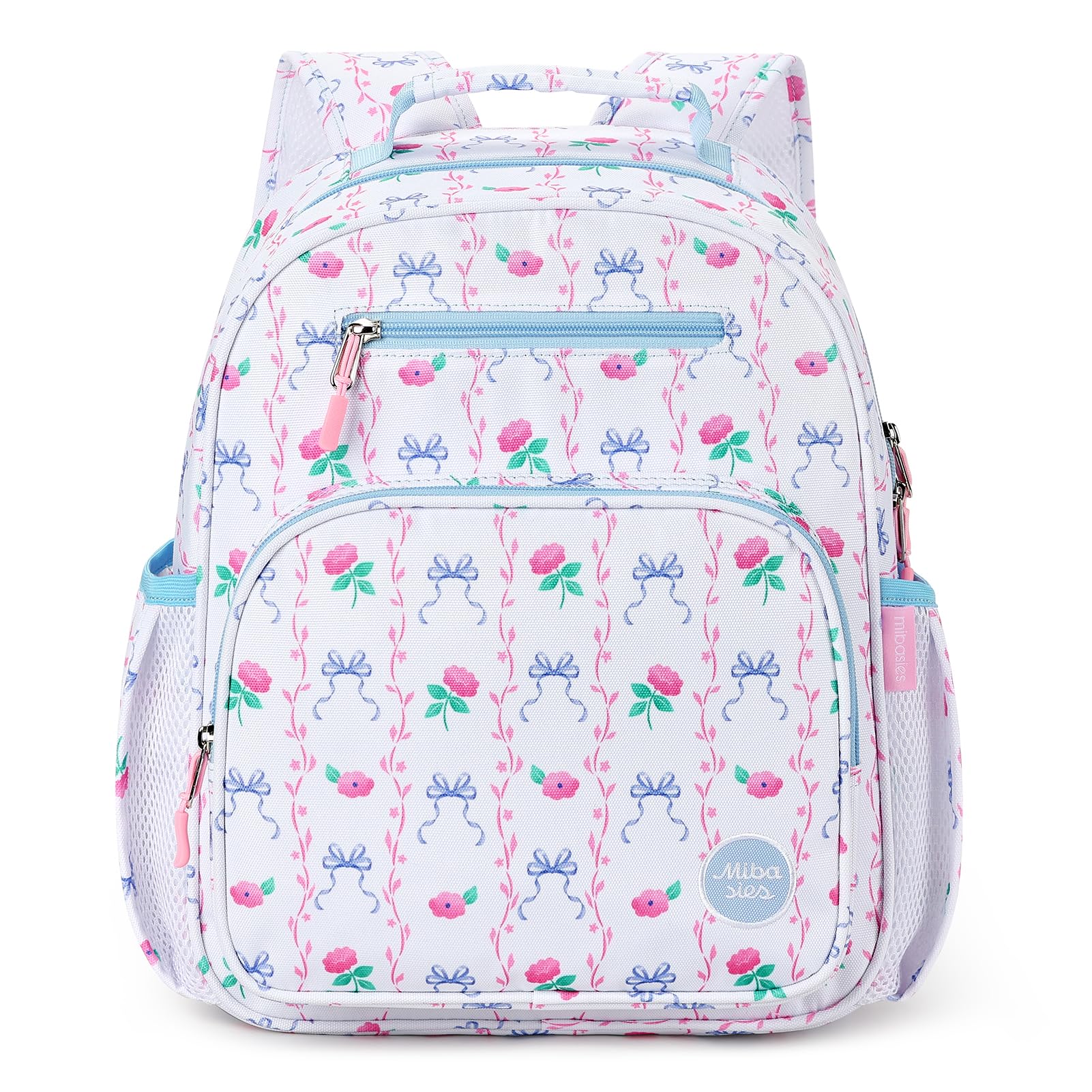 mibasies Kids Backpack for Girls: Girls Backpack 5-8 - Kindergarten Elementary School Bookbag for Girl - Flower Pink