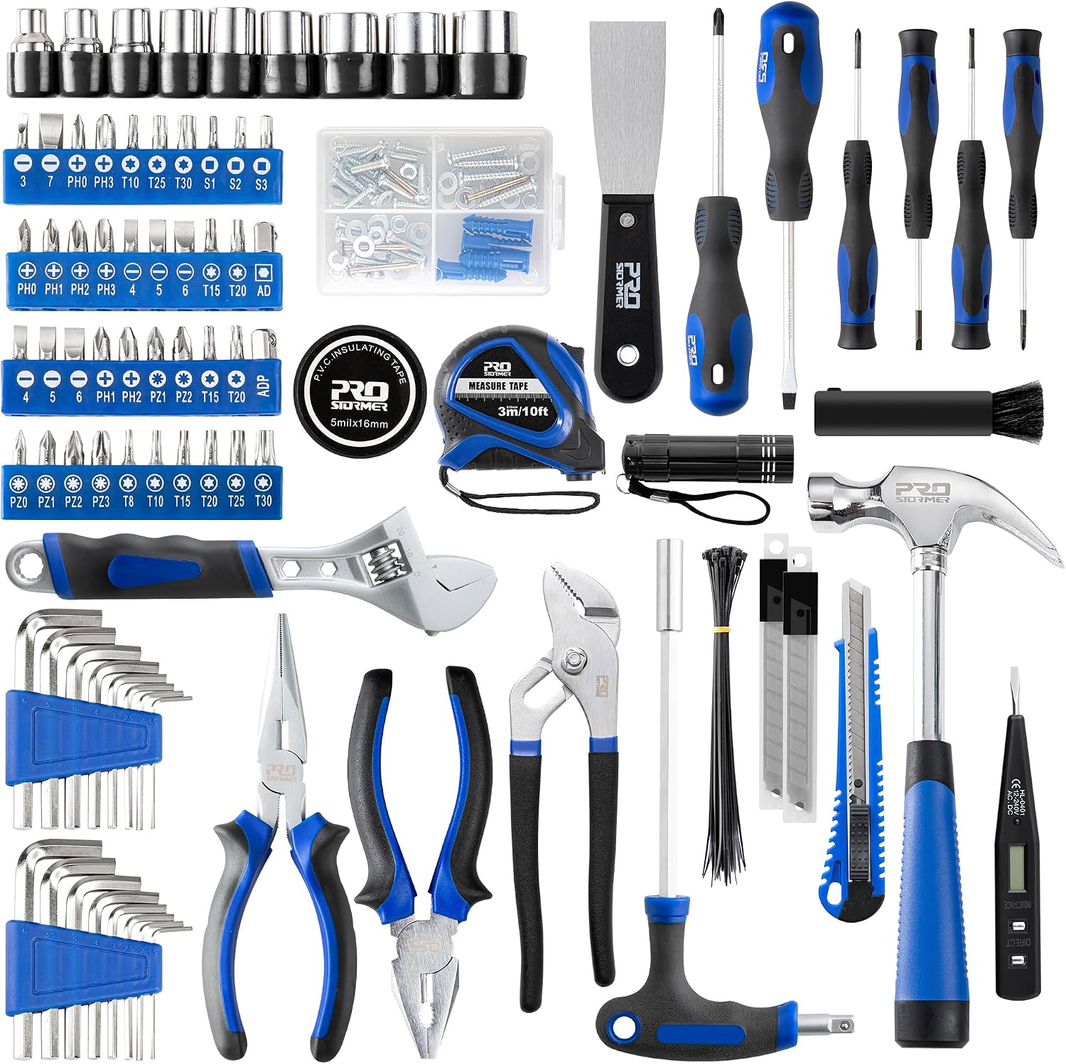 Prostormer 229-Piece Hand Tool Set – Portable Tool Box with Essential Household Tools, Perfect for Home Maintenance, DIY Projects, and Daily Repairs