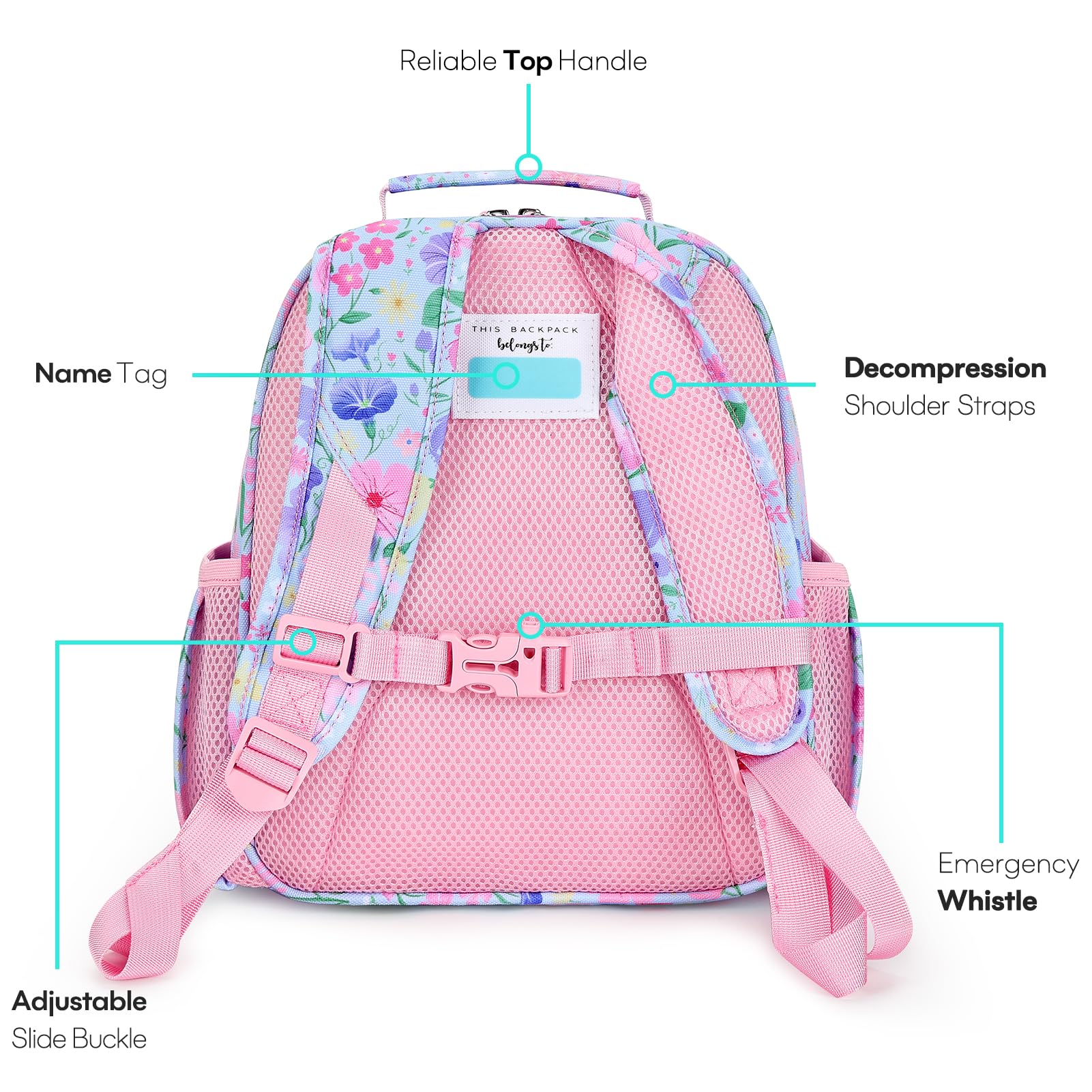 mibasies Kids Backpack for Girls: Girls Backpack 5-8 - Kindergarten Elementary School Bookbag for Girl - Flower Pink