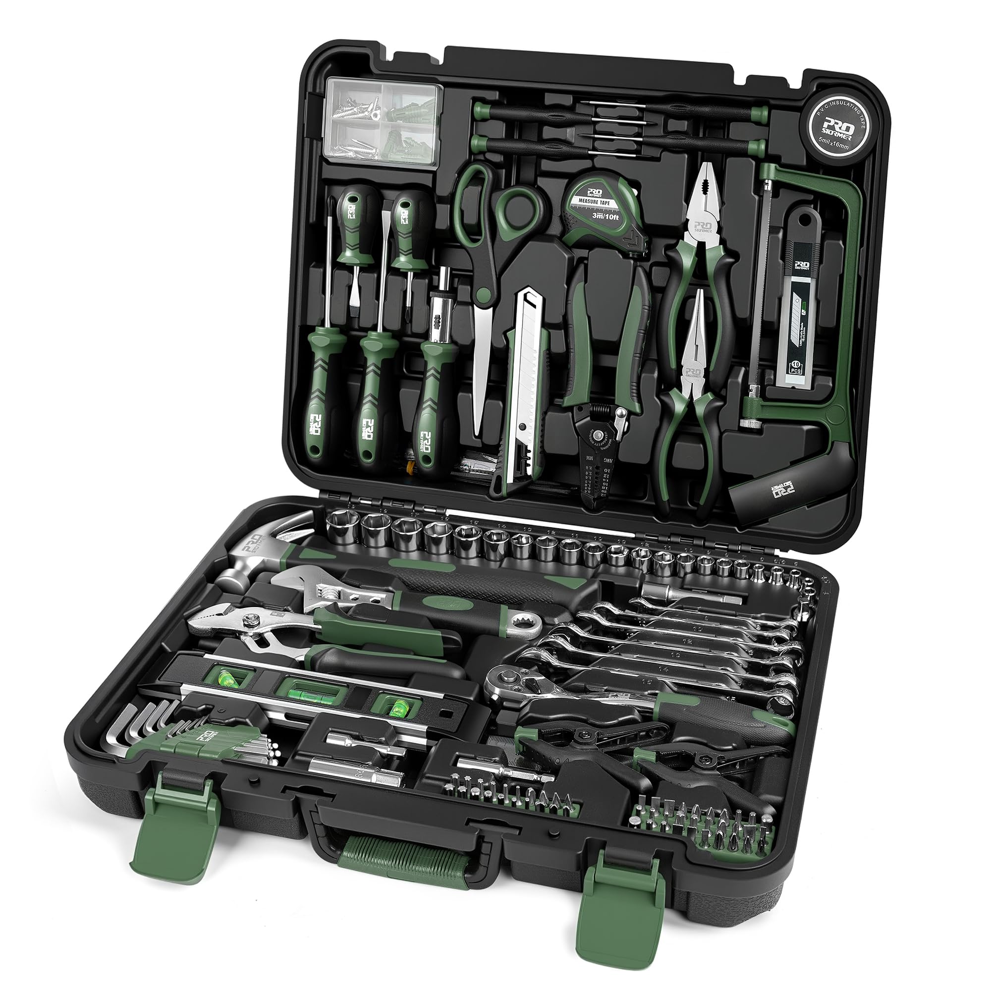 Prostormer 259-Piece Tool Kit, General Household Hand Tool Set with Plastic Storage Toolbox, Portable Complete Repair Tool Box for Home and Car (Blue)