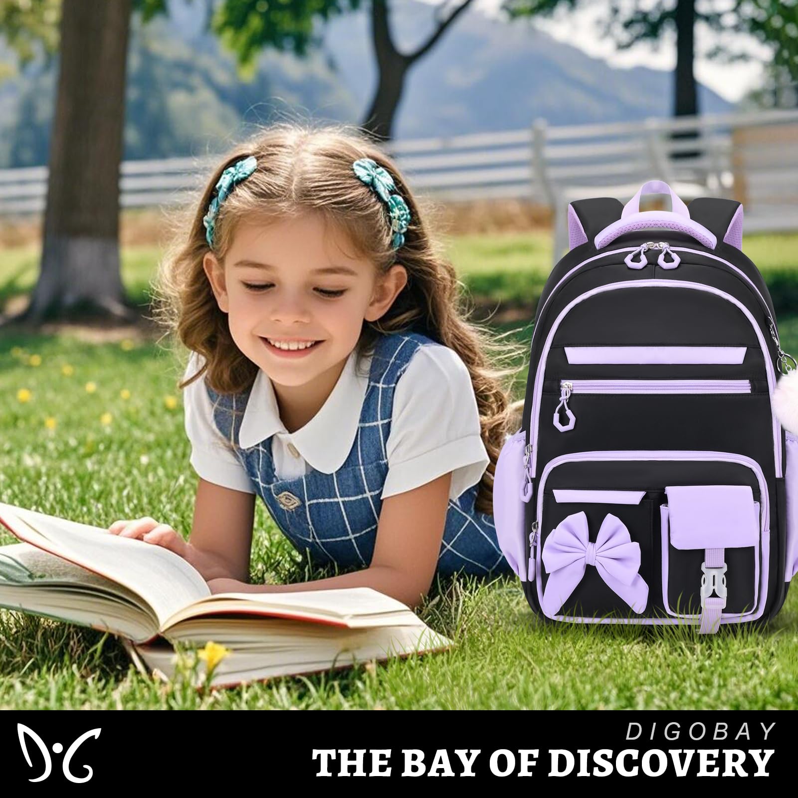 DIGOBAY Backpack for Girls, 3PCS Girls Backpack for School with Lunch Bag Pencil Case, Cute Kids Teens Bookbag for Kindergarten Elementary Preschool Middle School (Pink)
