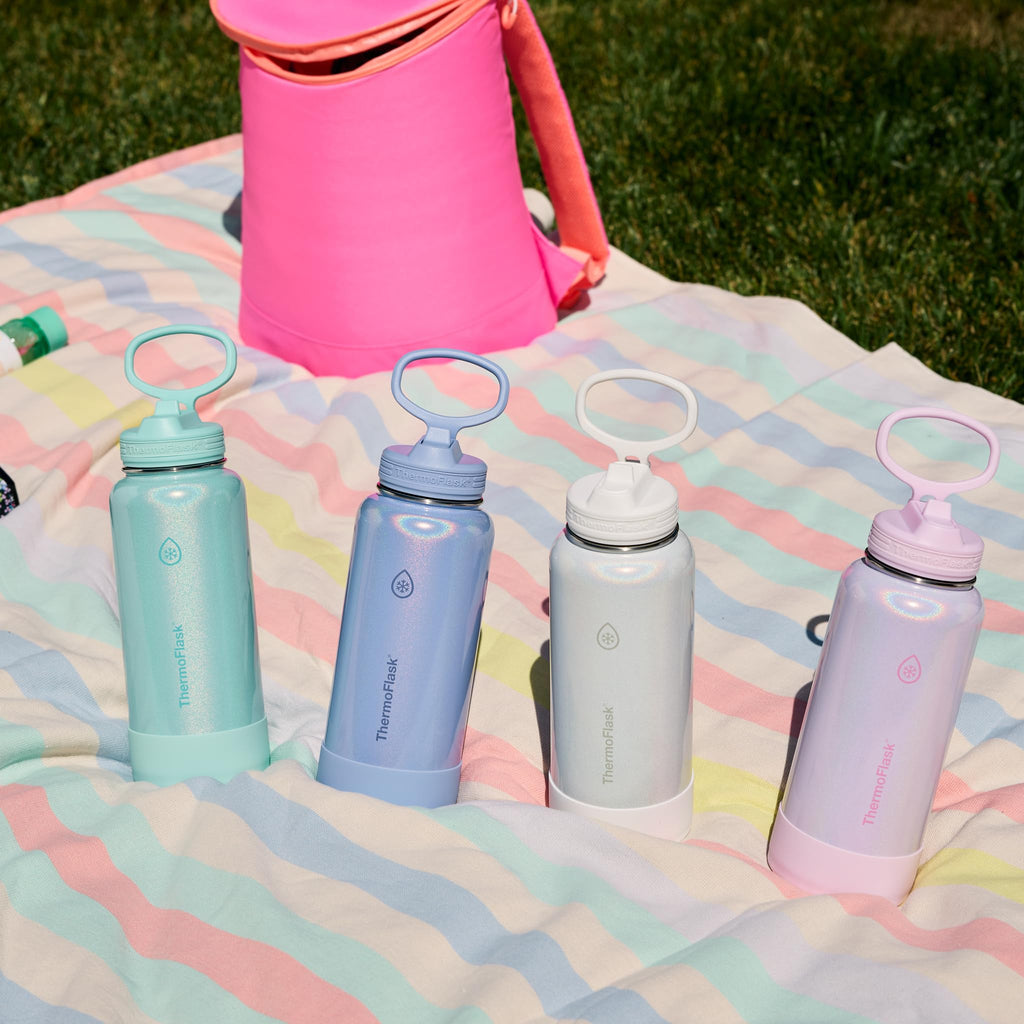 ThermoFlask Insulated Water Bottle with Straw Lid (24 oz, Purple Sunset) - Leakproof, Stainless Steel Water Bottle for Cold & Hot Drinks, Travel & Daily Hydration