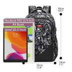 Asge Large Nylon Backpacks for Boys & Girls, Waterproof Satchel with Print, School Bags for 8-16 Years