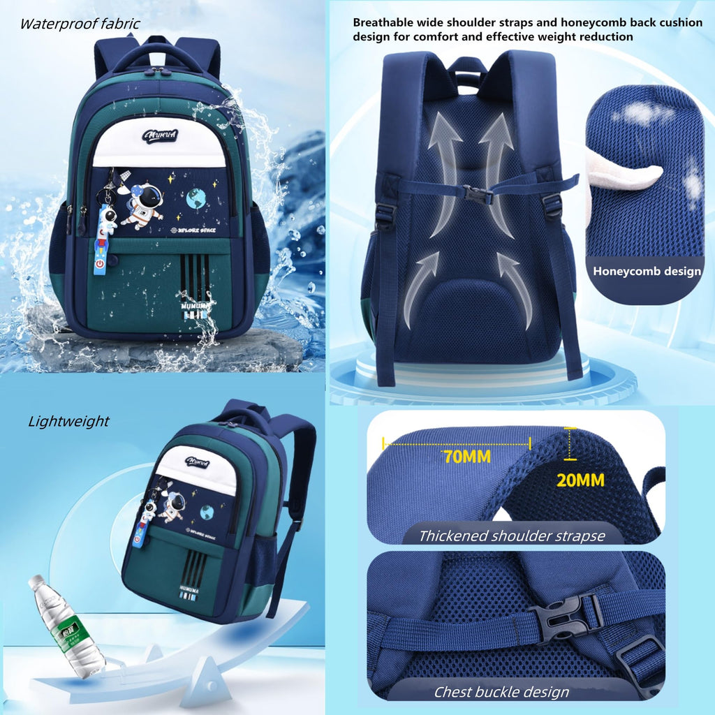 ZHANAO Boys Backpack Astronaut Sports Kids Backpack Space Schoolbag for Girls&Boys Elementary Student Bookbag
