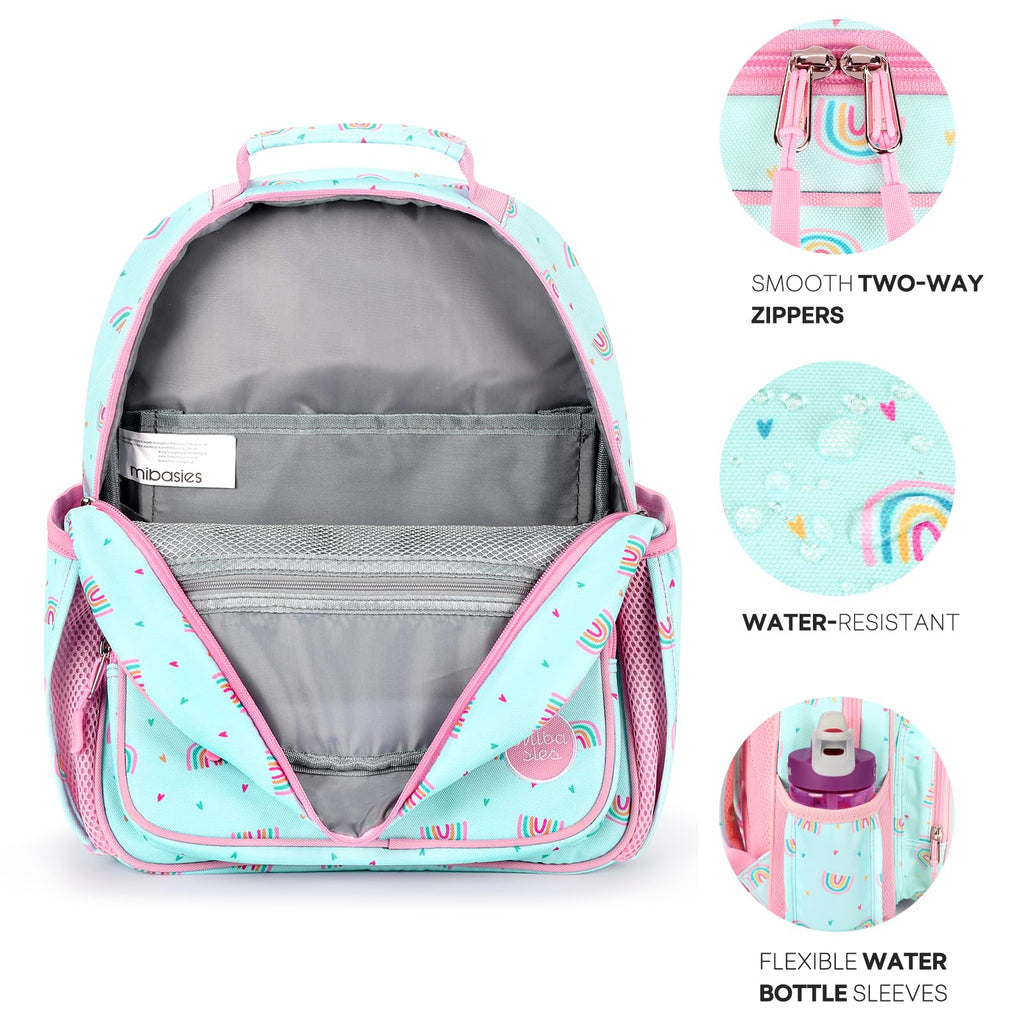 mibasies Kids Backpack for Girls: Girls Backpack 5-8 - Kindergarten Elementary School Bookbag for Girl - Flower Pink