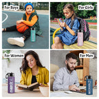 Back to School, Personalized Insulated Water Bottle for Kids 18oz Custom Name Stainless Steel Sports Water Bottles with Straw Lid Gifts for girls Boys woman man School Sports