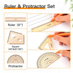 YPLUS Geometry Set for Students, Compass Drawing Tool with Metal Case, Math Protractor with Protractor, Rulers, Metal Compass, Mechanical Pencil - 12 Pcs, Back to School Supplies for Students