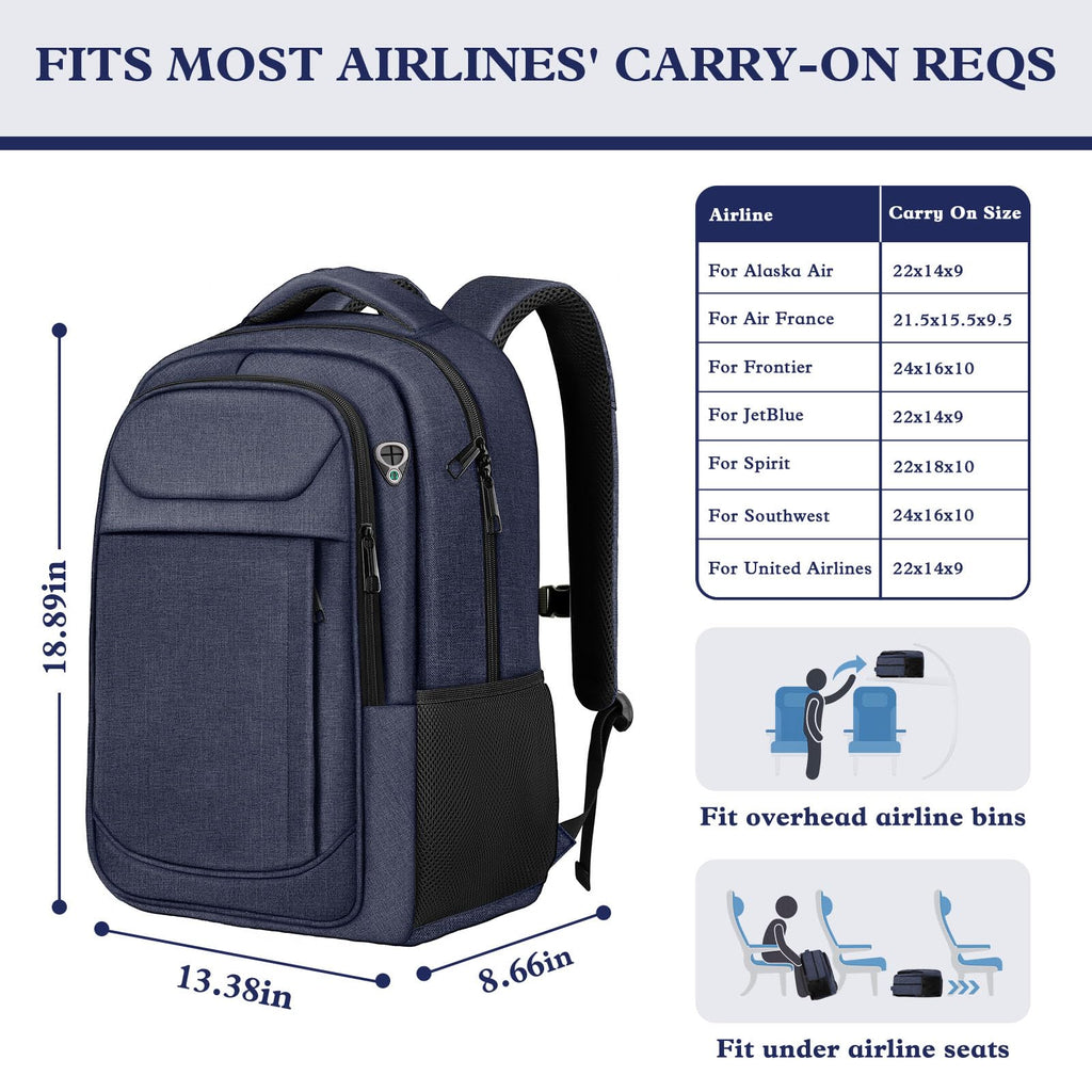 Travel Laptop Backpack 17 Inch, Sturdy Professional Travel Backpack for Men Women with LifetimeWarranty, Airline Approved Big Large Business Work College Computer Backpack, Black