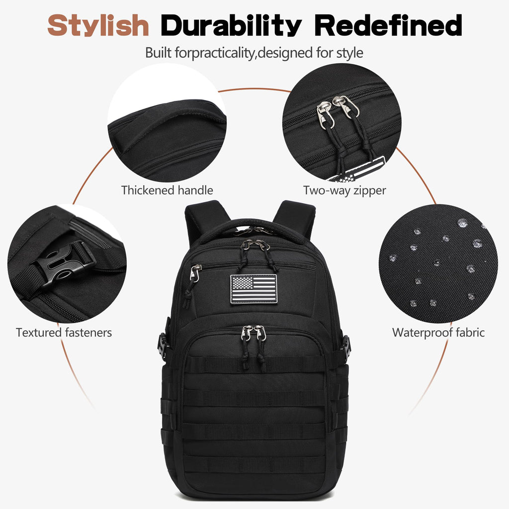 Wotony Military tactical backpack, backpack for men black small tactical assault bag