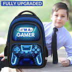 School Backpack for Boys - Gamer Boys Backpack for Kids Children Teens Elementary Middle School - 17″ Video Game Bookbag Travel Back Pack for Age 6-18