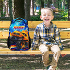 Dinosaur Backpack for Kids Personalized Boys Truck Bookbag with Name - 17 Inch Toddler School Bag with Padded Straps for Preschool Kindergarten Elementary