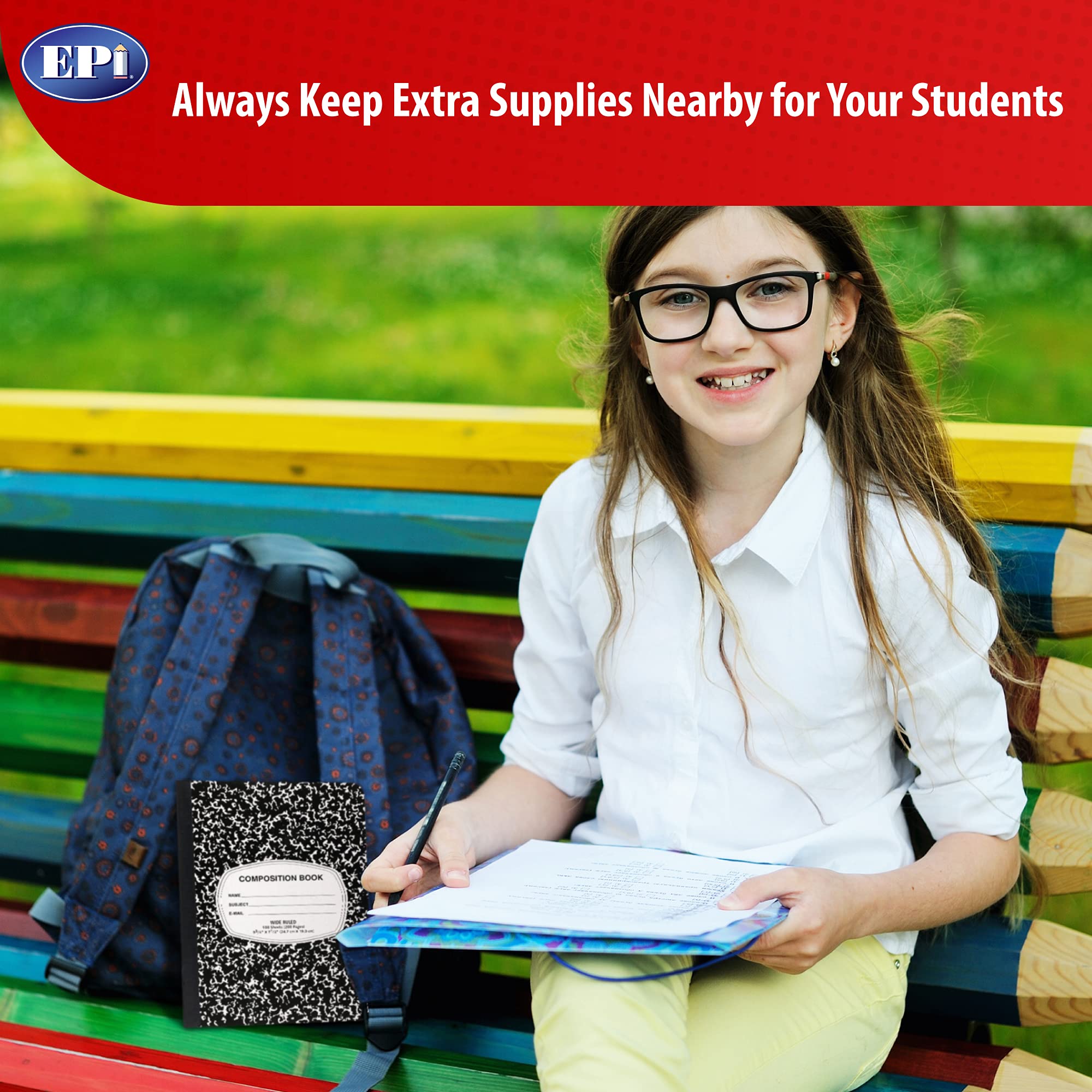 EPI Essentials Back to School Supplies for Kids 6th-12th Grade – 51 Items in Kit – Middle to High School Supply Packs – College-Ruled Bundle with Composition Notebooks – Suitable for Homeschooling