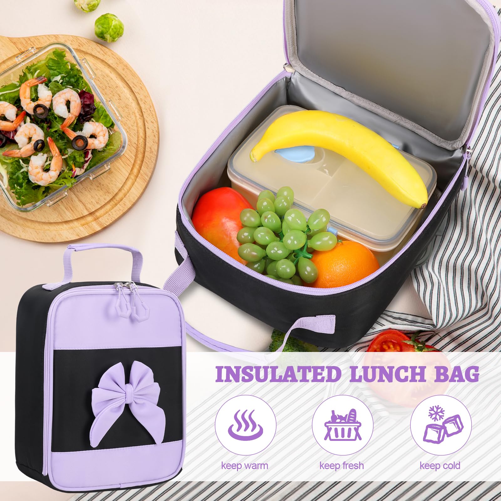 DIGOBAY Backpack for Girls, 3PCS Girls Backpack for School with Lunch Bag Pencil Case, Cute Kids Teens Bookbag for Kindergarten Elementary Preschool Middle School (Pink)