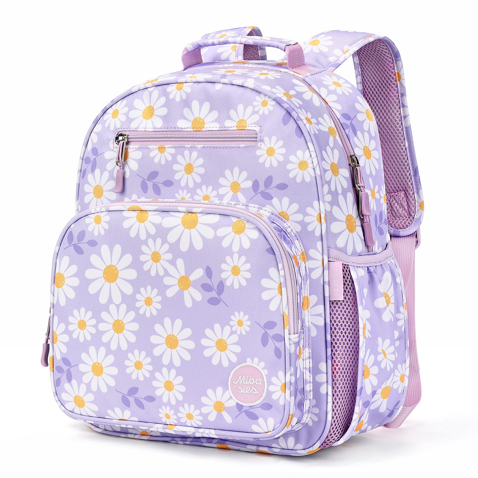 mibasies Kids Backpack for Girls: Girls Backpack 5-8 - Kindergarten Elementary School Bookbag for Girl - Flower Pink