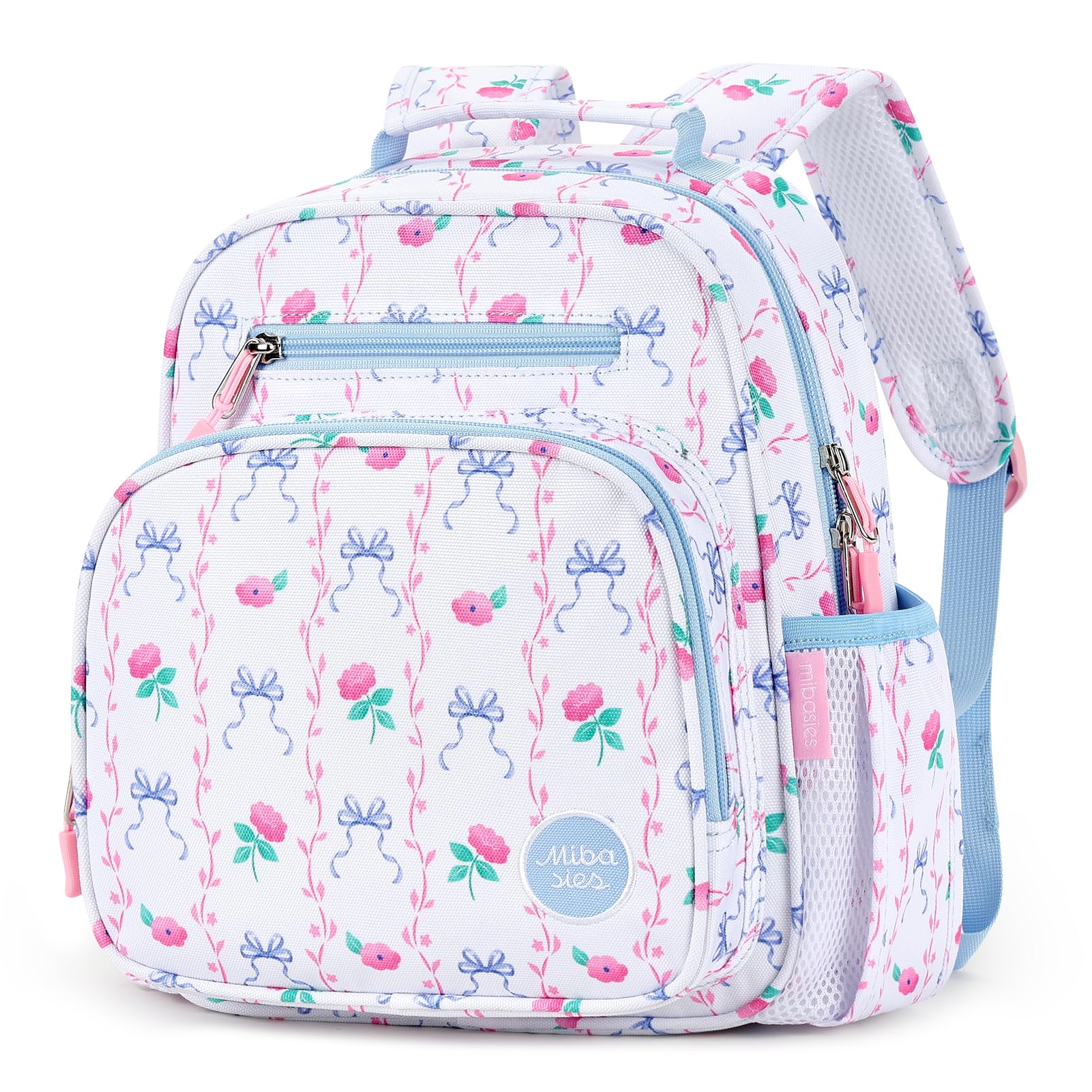 mibasies Kids Backpack for Girls: Girls Backpack 5-8 - Kindergarten Elementary School Bookbag for Girl - Flower Pink
