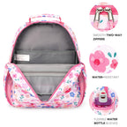 mibasies Kids Backpack for Girls: Girls Backpack 5-8 - Kindergarten Elementary School Bookbag for Girl - Flower Pink